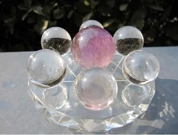 

6 PCs A+++ CLEAR QUARTZ NATURAL CRYSTAL SPHERE BALL & Amethyst + Glass stand