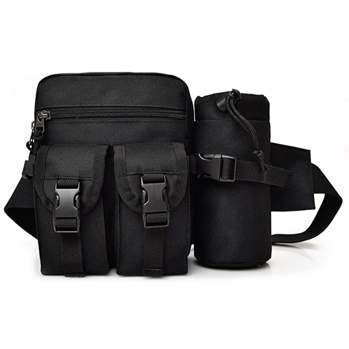 Мужская сумка на талию,, Брезентовая, для путешествий, многофункциональная, мужская, с карманами, высокое качество, мульти-карман, сумка на ногу, винтажная, на ремне, HB36 - Цвет: Черный