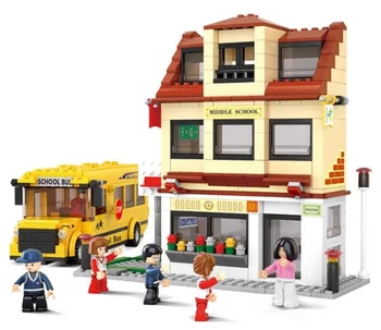 

496pcs B0333 Sim City School Bus 3D Construction Plastic Model Building Blocks Educational kids DIY Bricks Toys gift