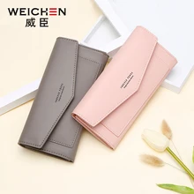 WEICHEN Long Wallets Women Day Clutch Famale Purse For Girl Leather Wallet For Credit Cards Cell Phone Pocket Zipper Casual Flap
