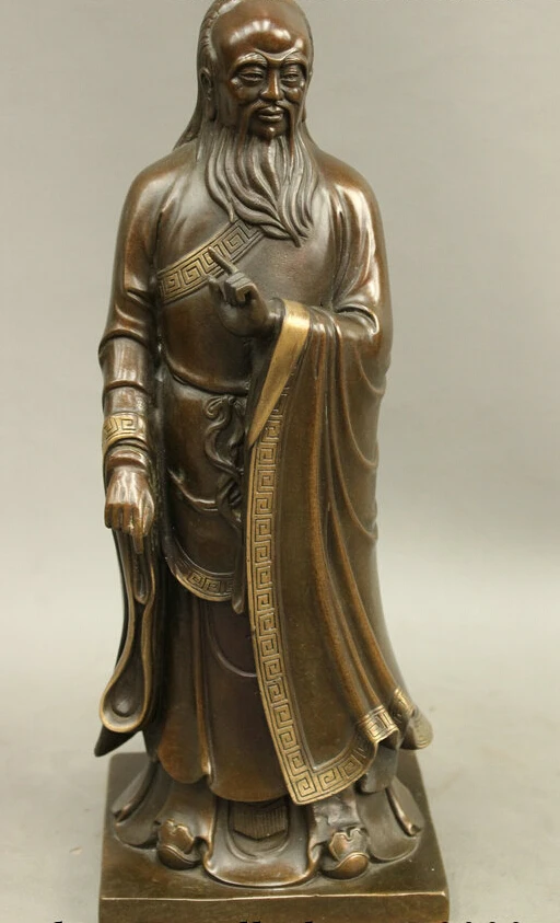 Free shipping 005357 12" Folk Chinese Bronze Taoism Earliest Ancestor