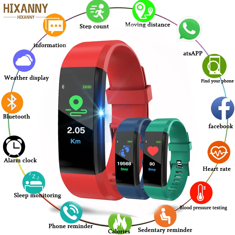 

2019 New Digital Watch Sport Smart Bracelet Fitness Tracker Message Content Caller ID Display Bluetooth Connection for Men Women