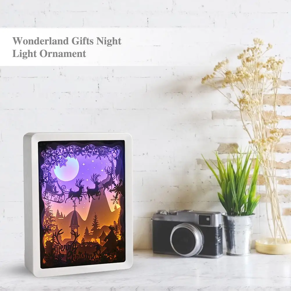 

3D Paper Carving Lights Christmas Decoration Creative Halloween Party LEDF Paper Carving Light Carving Craft Gift For Kids