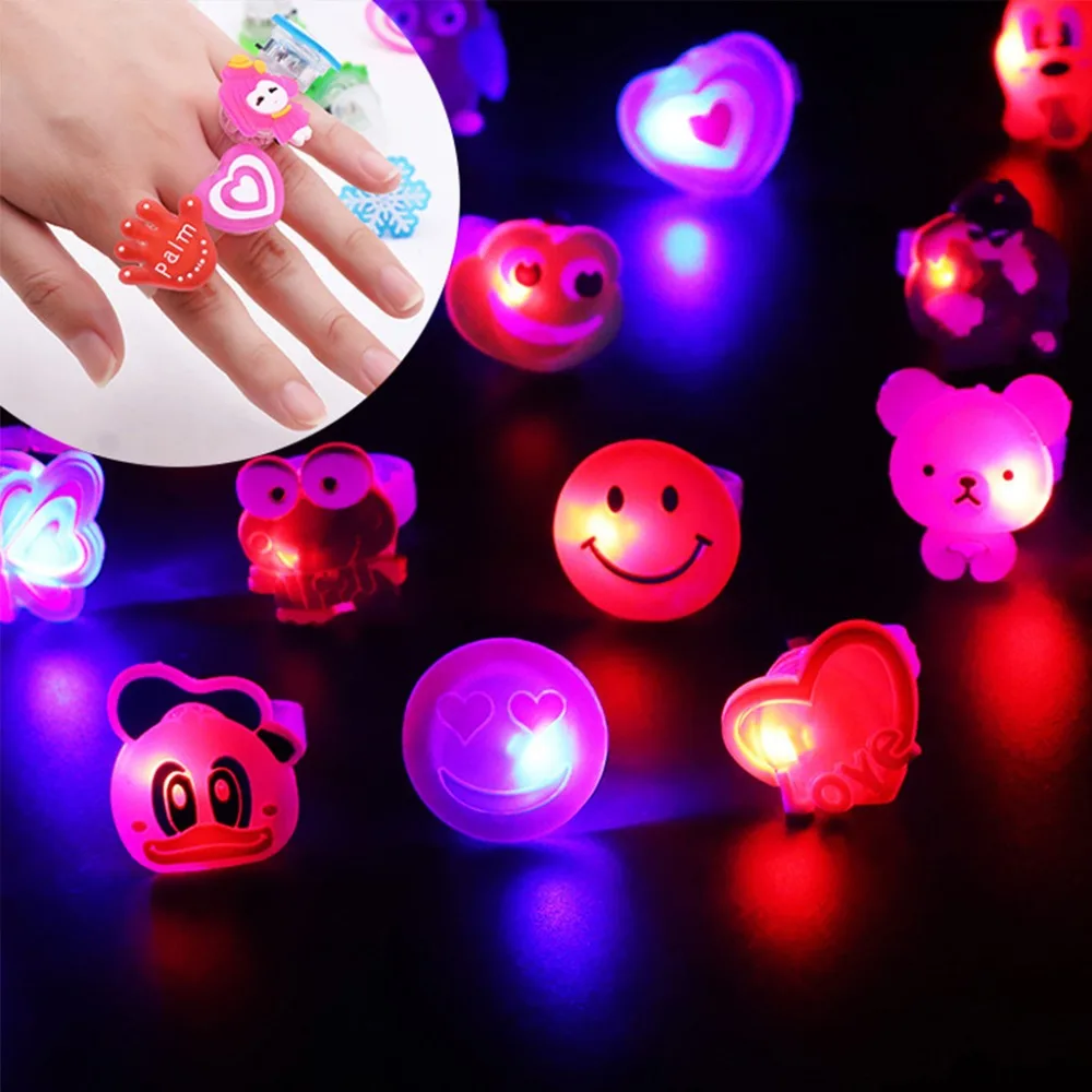 

1 PC Cartoon LED Flashing Light Up Glowing Finger Ring For Toy Christmas Baby Kids Gift Hot 2018