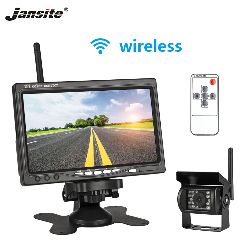 

Jansite 7" Wireless Wired Car Monitor TFT Car Rear View monitor Parking Rearview System for Backup Reverse Cameras Support truck
