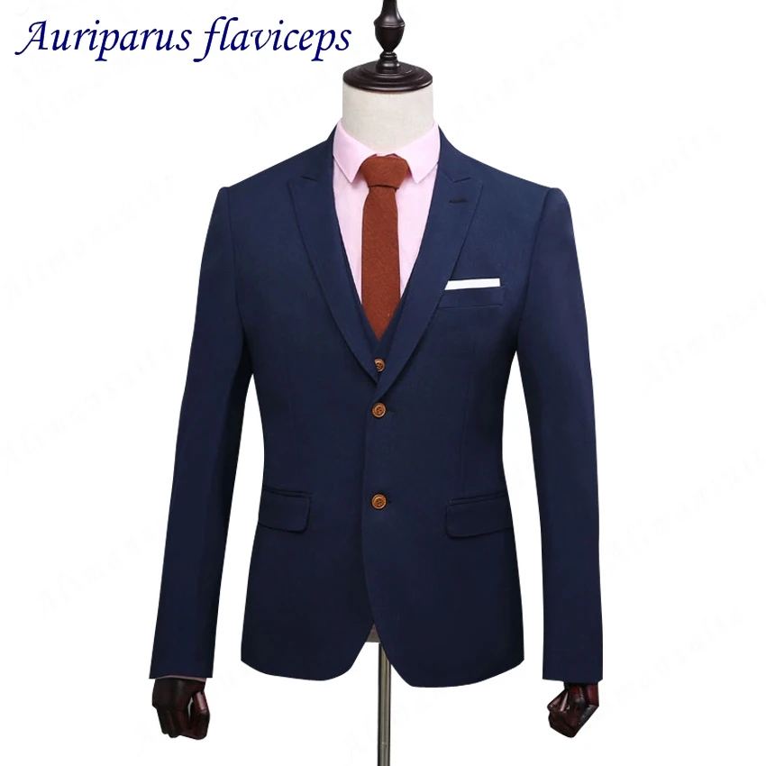 Navy Suits for Men Suits Men Groom Tuxedos Terno Business Suit As Wedding Suit(Jacket+pants+vest)