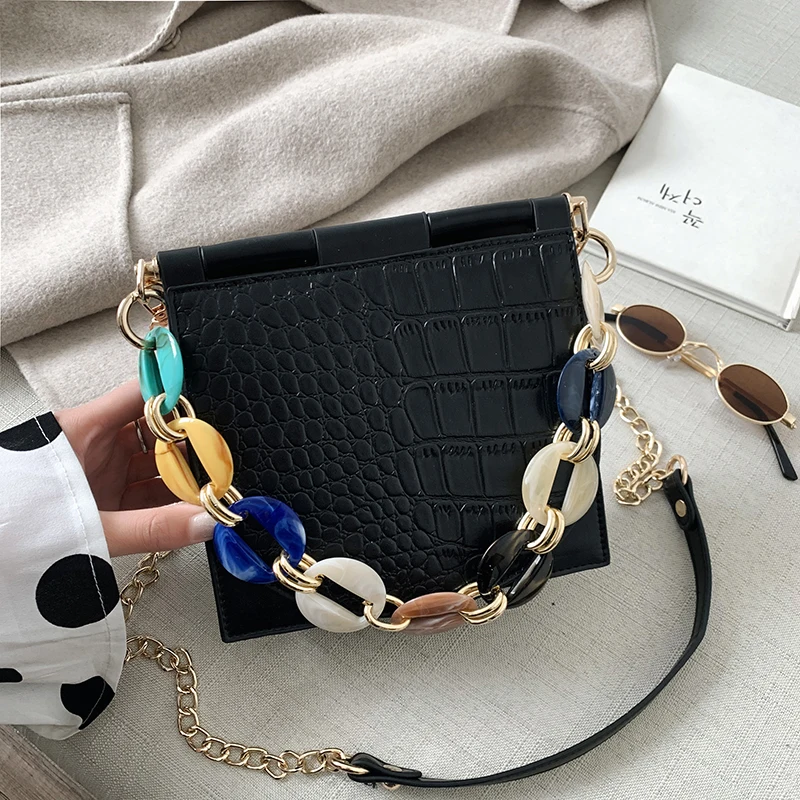 

Fashion New Ladies Sequin Square bag High quality PU Leather Women's Designer Luxury Handbag Black Shoulder Messenger bag qq232