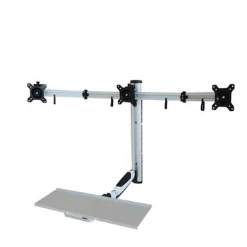 

WS10 360 Degree Gas Spring Aluminum Triple Screen Wall Mount Sit-Stand Workstation PS Stand 3 Monitor Holder With Keyboard Tray