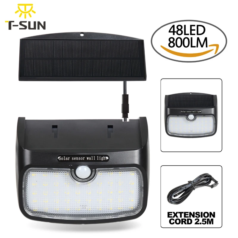 Solar ao ar Sensor de Movimento do Painel Decoração da Lâmpada Solares para Jardim de Segurança T-sunrise Holofotes Livre Solar Separado Wih 48 Levou Luzes