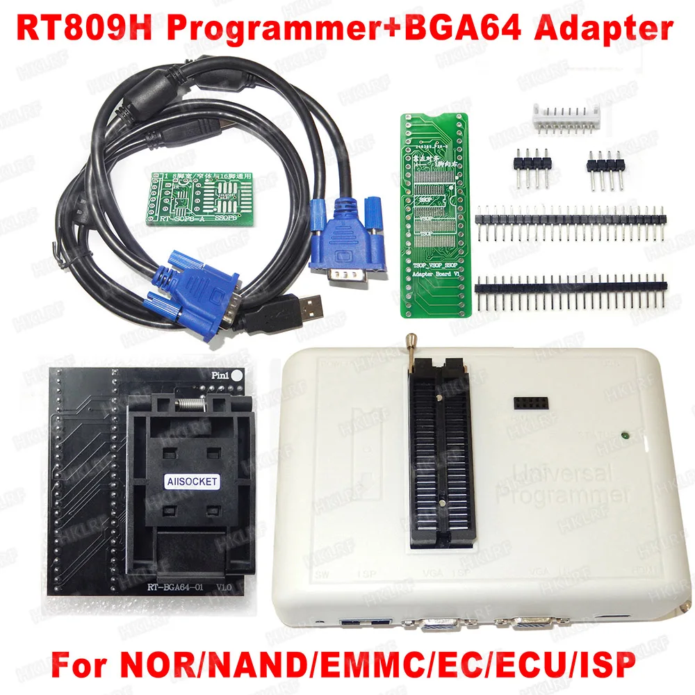 Универсальный программатор RT809H + адаптер BGA64 100% оригинал EMMC-Nand FLASH USB бесплатная