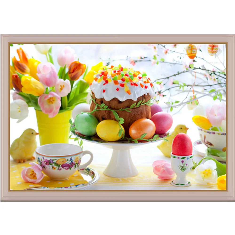 

New Arrived Needlework 5d DIY Diamond Painting Cross Stitch Diamond Embroidery Flowers and Coffee pattern home decor craft H762