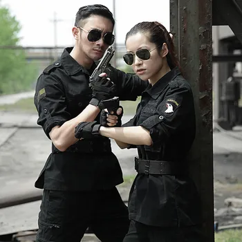 

Black Military Uniform Tactical Clothing US Army Special Force Cotton Tactico CS Clothes Men Combat Jacket+Cargo Pants Female
