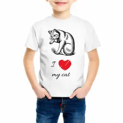 Лето I Love My CAT футболка для мальчиков и девочек для малыша; на каждый день леди верхний тройник футболка детская одежда Забавная детская
