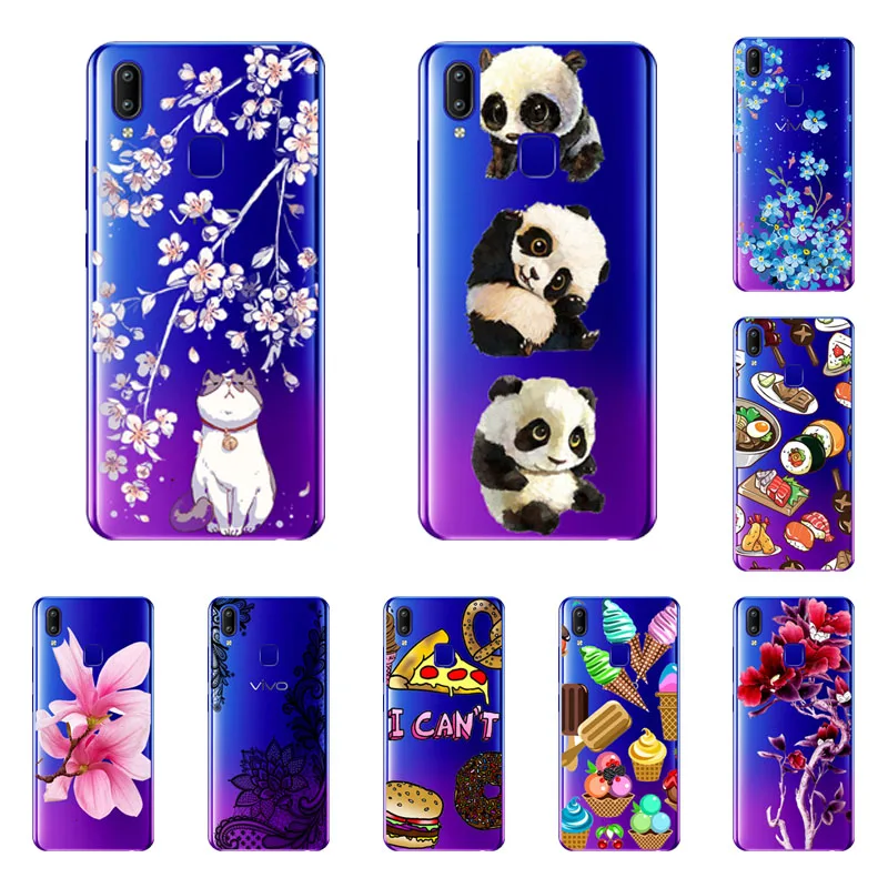 ДЛЯ vivo Y95 Y91 чехол силиконовая задняя крышка-Чехол черный живописи цветок мягкая