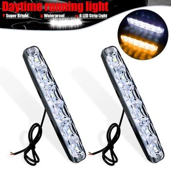 

2Pcs/set 6 LEDs Car Daytime Running Lights DC 12V Car Daytime LED Light Super Bright DRL Car Styling fog light For peugeot 206