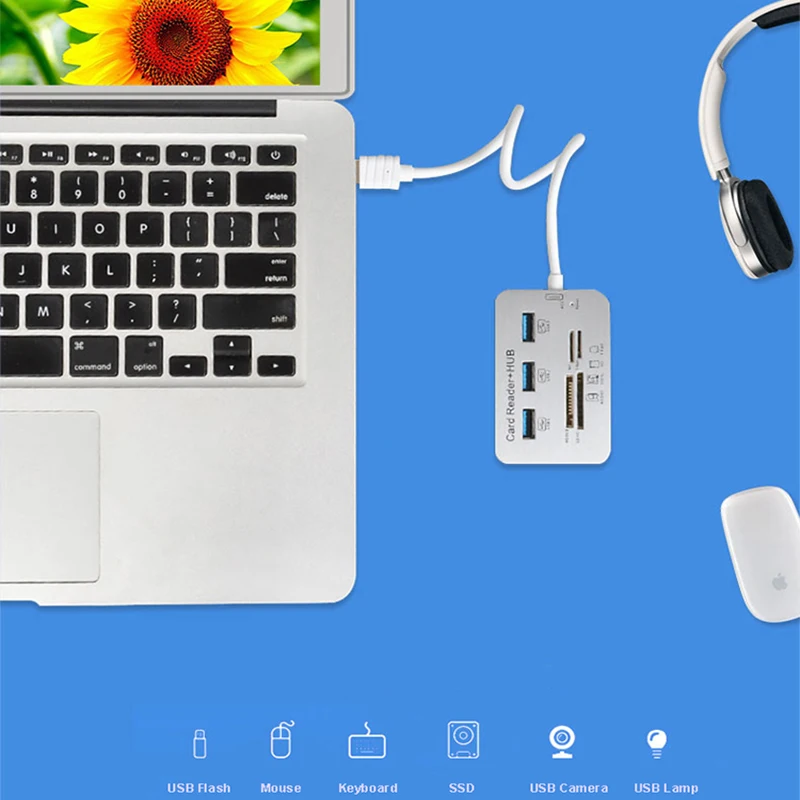 Basix usb-хаб 3,0 высокоскоростной Мульти Usb 3,0 концентратор с MS/SD/M2/TF кард-ридером комбинированный usb-разветвитель для Macbook Pc ноутбук мультихаб