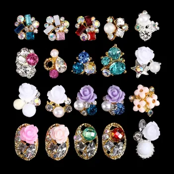 

100pcs alloy 3d nail art rose flowers jewelry nails crystal rhinestones nailart nails decorations new arrive accessories,hollow