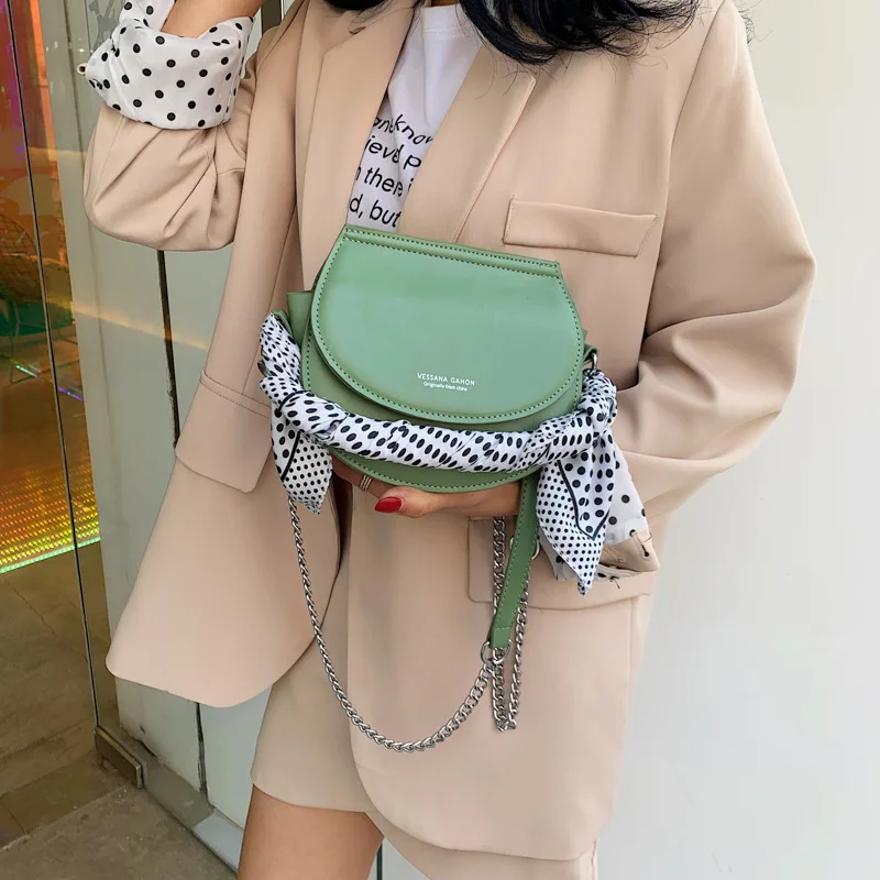 

Original Brand 2019 Luxury Handbags Women Chain Bags Designer Fashion Scarf Buckle Saddle Messenger Shoulder Bag Crossbody Bag