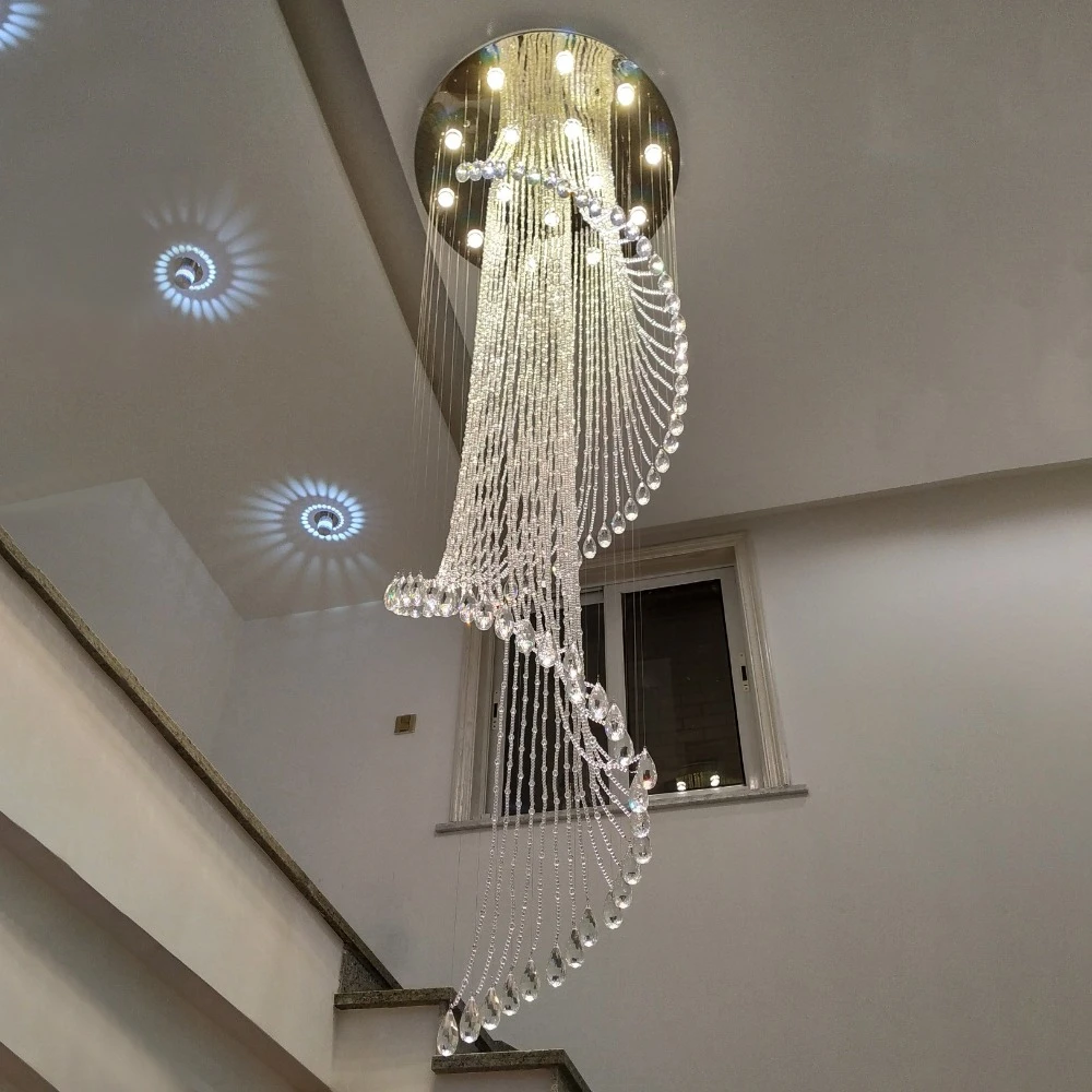 Crystal LED Ceiling Light Stair Chandelier Spiral Villa Pendant Lamp Lighting Crystal LED Ceiling Light Stair Chandelier Spiral Villa Pendant Lamp Lighting