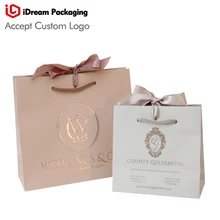 Idream упаковка Роскошная рекламная бумажная сумка Пользовательский логотип розовый золотой горячий стеминг тиснение# Роскошная Упаковка# oem logoi