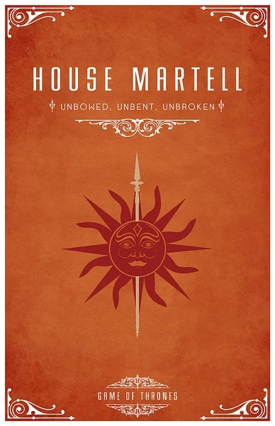 House Martell Unbowed Unbent Unbroken Of Thrones Vintage Retro House Martell Unbowed Unbent Unbroken Of Thrones Vintage Retro Poster Canvas Diy Wall Stickers Home