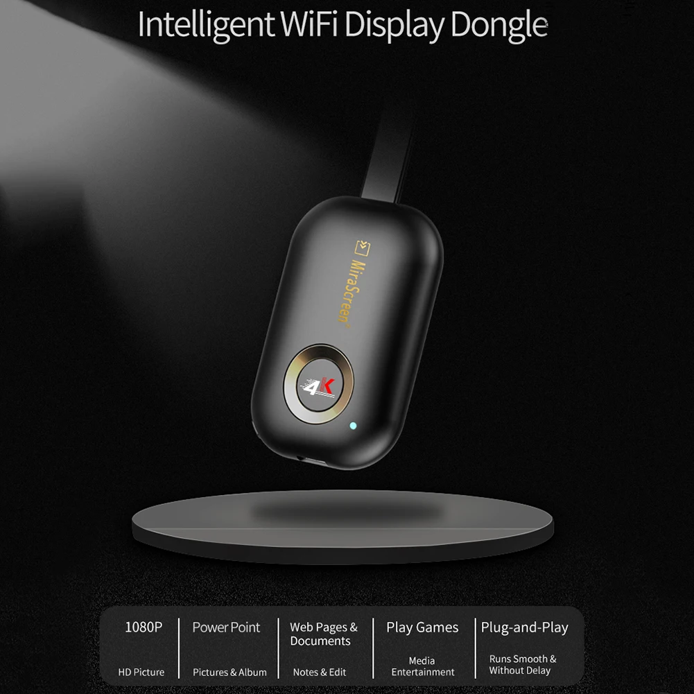 

Mirascreen G9 Plus 2.4G/5.0G 4K Wireless HDMI Wifi Display Dongle Mirroring Miracast Airplay DLNA Receiver for Android iOS