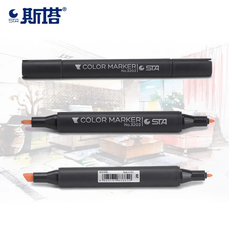

Sta 3203 double Slider Alcohol Based Oil Color Marker 60 colors/set
