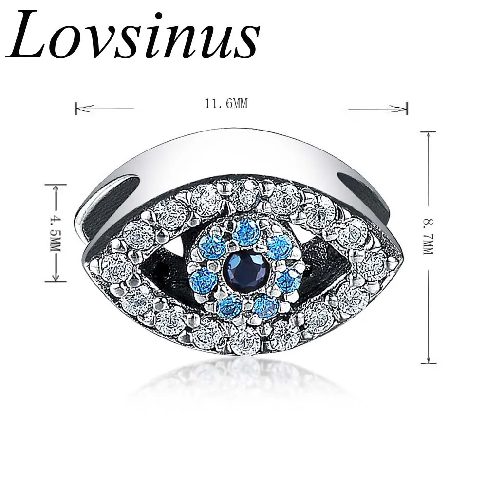 LOV0674 Новинка, 925 пробы, серебряный, голубой глаз, Европейский амулет, подходит для оригинальной Пандоры, амулет, злые браслеты «глаз», ожерелье, аксессуар «сделай сам» - Цвет: LOV0674