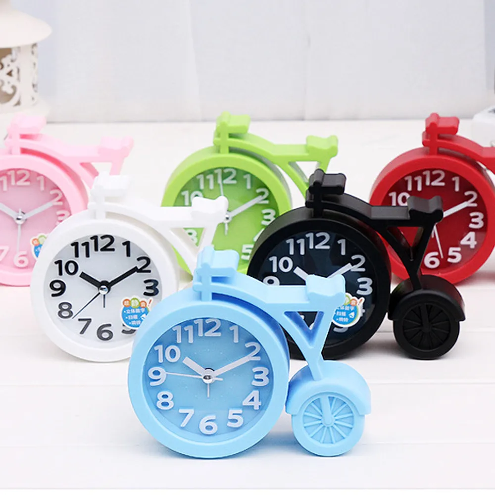 

Creative Bike Table Alarm Clock Gifts For Kids Student Lovely Cartoon Quartz Movement Beside Children Home Decoration Clock G716