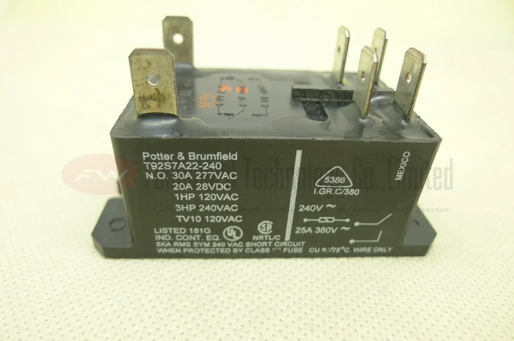 T92S7A22-240 T92S7A22-24 T92S7A22-120 Мощность реле 30A 277VAC 6 контактов