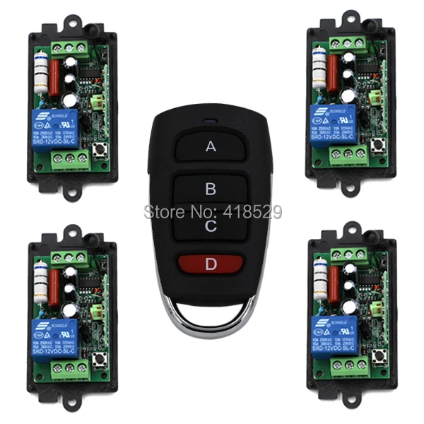 110V 220v rf wireless remote control light switches,New 10A 4ch light