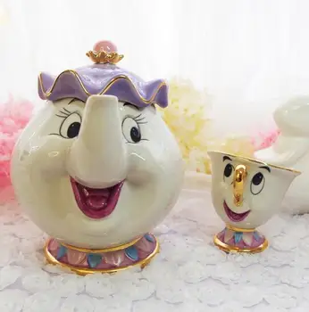 

New Cartoon Beauty and The Beast CHIP Mug Tea set Chip Tea Pot and Cup Set Ceramics Cup Xmas Gift