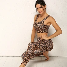 2 шт./компл. леггинсы женские спортивные сексуальные штаны с высокой талией Женская одежда леопардовые леггинсы с принтом комплект пуш-ап летние брюки Femme