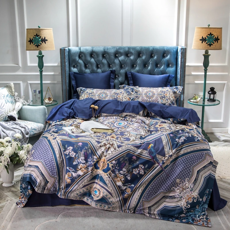 Waliicorners 60S Egyptian Cotton Royal Luxury Bedding set King Queen Size boho Bed set Duvet Cover Bedsheet set parrure de lit 8 1