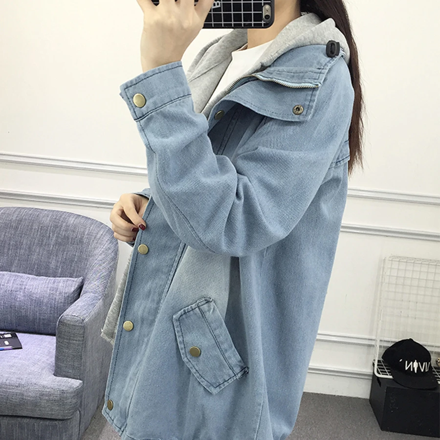 Autumn Winter Women Two Piece Suit Fashion Casual Women Basic Jacket And Coats Denim Jeans Large Sized Women Basic Coats M-Xxxxl