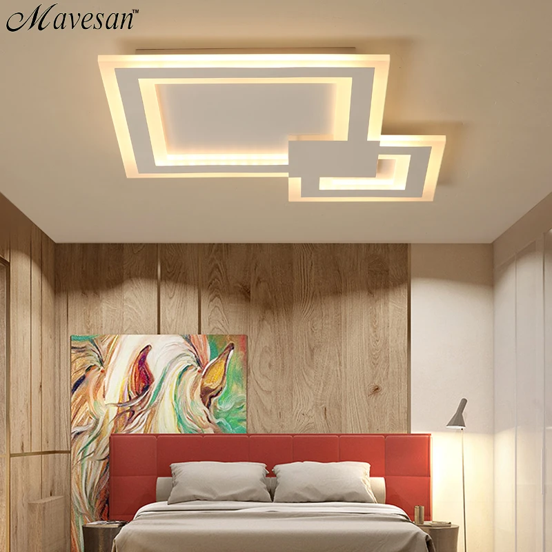 

Bedroom lights ceiling led White or black frame for home lighting living room 52w 66w lampara techo led Modern kids room