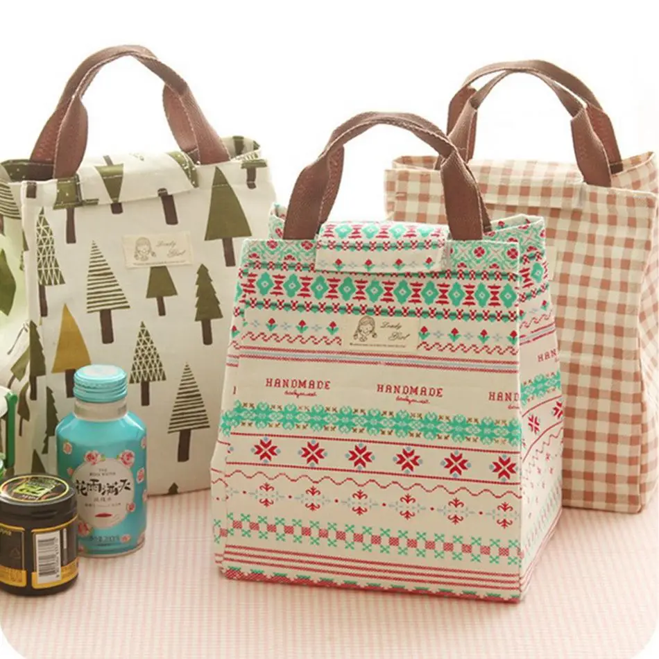 Bolsa de Almoço dos Desenhos Bolsas para as Mulheres Isolado Portátil Animados Animais Lona Comida Térmica Piquenique Almoço Crianças Refrigerador Lancheira Bolsa Tote