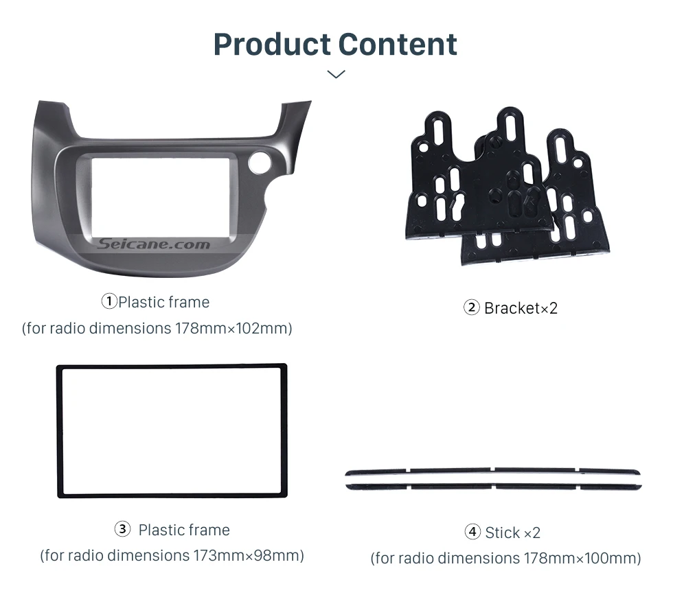 Seicane Профессиональный Серый двойной дин стерео радио панель для 2008-2013 Honda Fit RHD отделка рамка DVD рамка