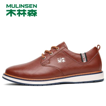

270099 MULINSEN Men Winter Shoes New 2017 Men's Boots Lace-up Men Snow Boots Warm With Plush Genuine Leather