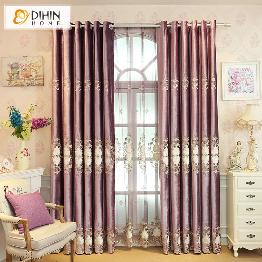 DIHIN HOME Embroidered Modern Luxury Curtains For Living Room Window Treatment Custom Made Curtain | Дом и сад