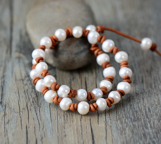 Pearl Leather Chokers Freshwater Pearl Short Collar Necklace Classic Natural Pearls Knot Necklace Wedding Gift Wholesale