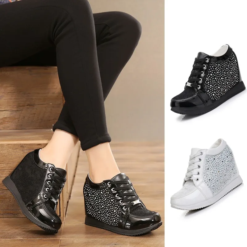 

Small white shoes spring 2018 new joker fashion water drill single thick-sole heightening women's shoes autumn 10cm
