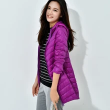 KMETRAM зима ультра легкий пуховик для женщин с капюшоном длинное пальто Женский Плюс Размер Свободная верхняя одежда женская тонкая винтажная куртка MY614