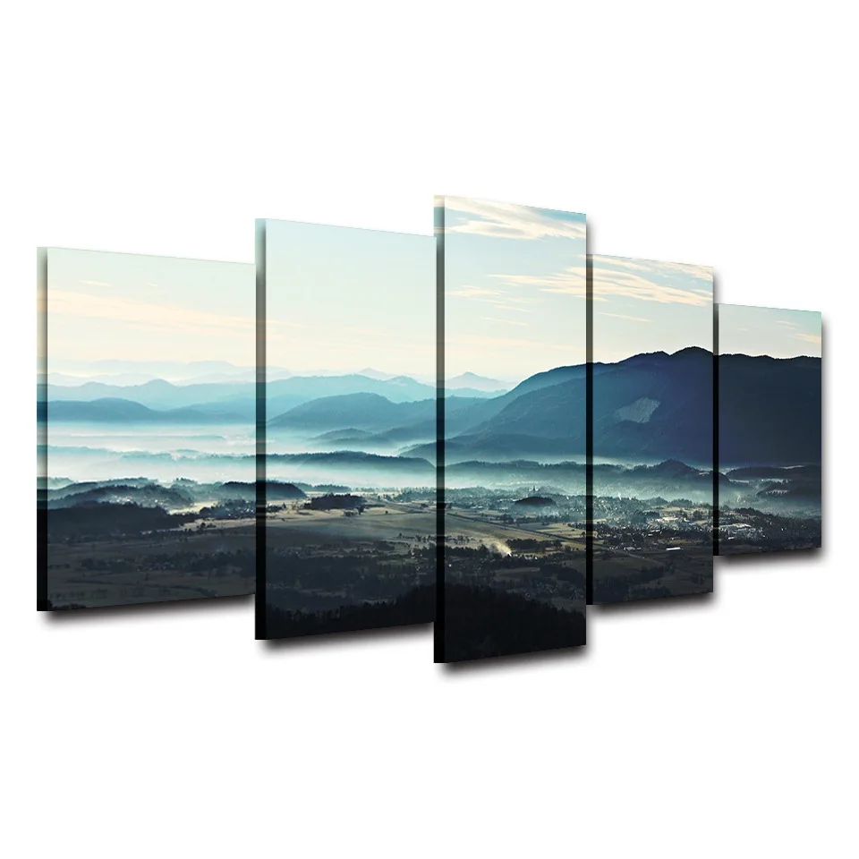

Living Room Frame HD Home Decor Printed Pictures 5 Panel Valley Mist Landscape Modern Canvas Painting Wall Art Modular Poster
