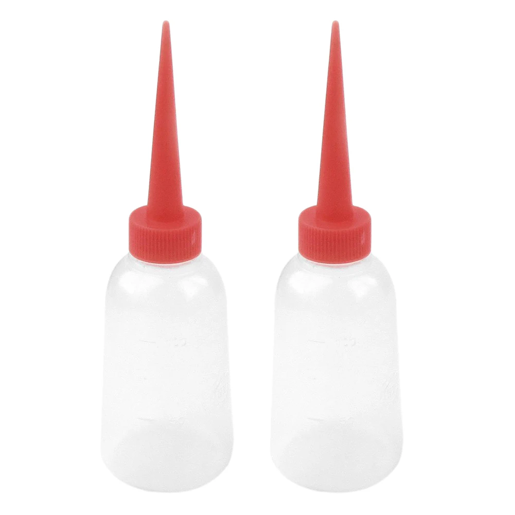 

2 Pcs 100ml Red Plastic Tip Nozzle Lubricant Oil Squeeze Bottle