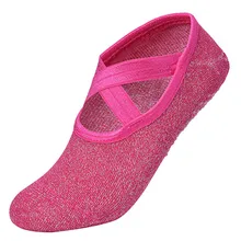 Серебряные шелковые носки для йоги, женские нескользящие носки для танцев с открытой спиной и круглым ремешком, спортивные носки из хлопка