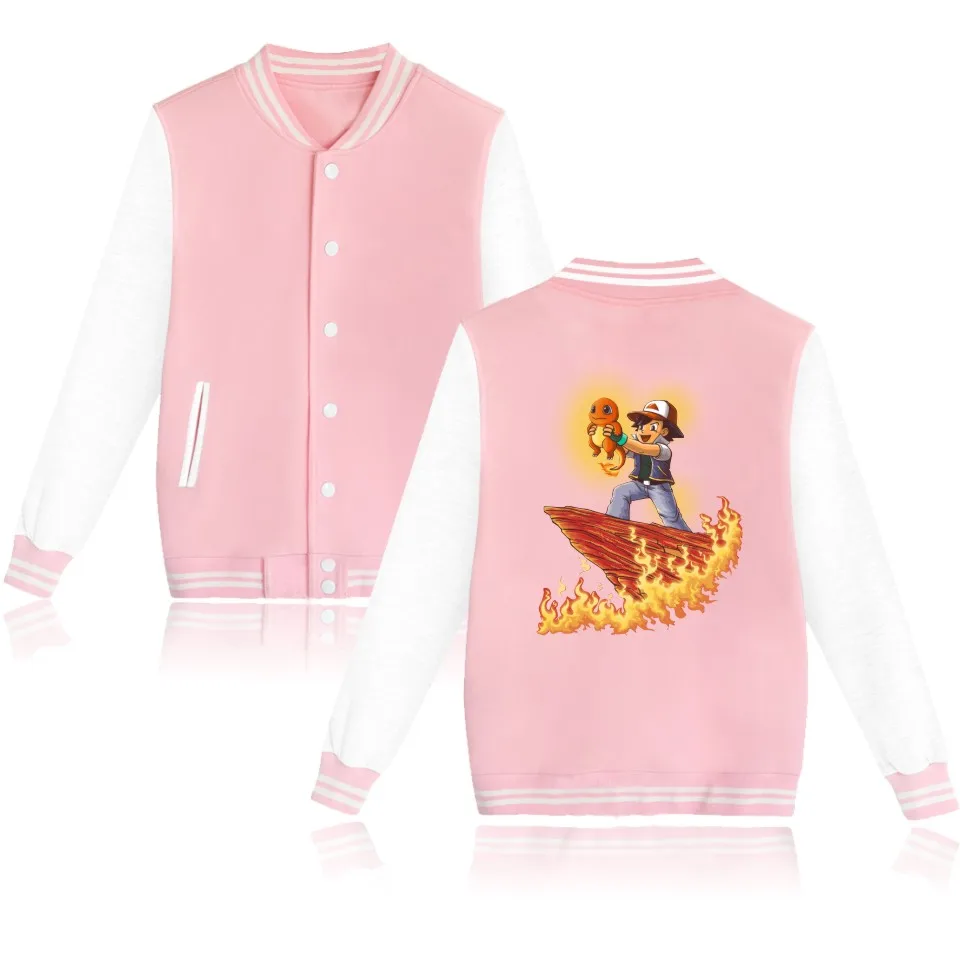 

Pokemon Go Winter Jacket Women Long Pikachu Anime Long Sleeve Baseball Jacket Women Plus Size Fashion Kawaii Jacket Girls