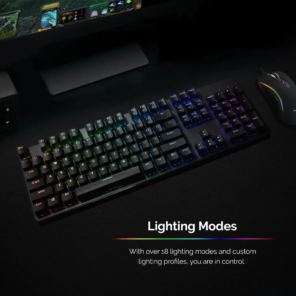 Механическая клавиатура TECWARE Phantom 104 RGB LED синий переключатель Outemu дополнительные