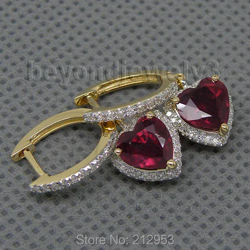 Винтажные серьги с красным Рубином 14 КТ желтое золото 6 мм|earrings fashion|earrings earringearrings