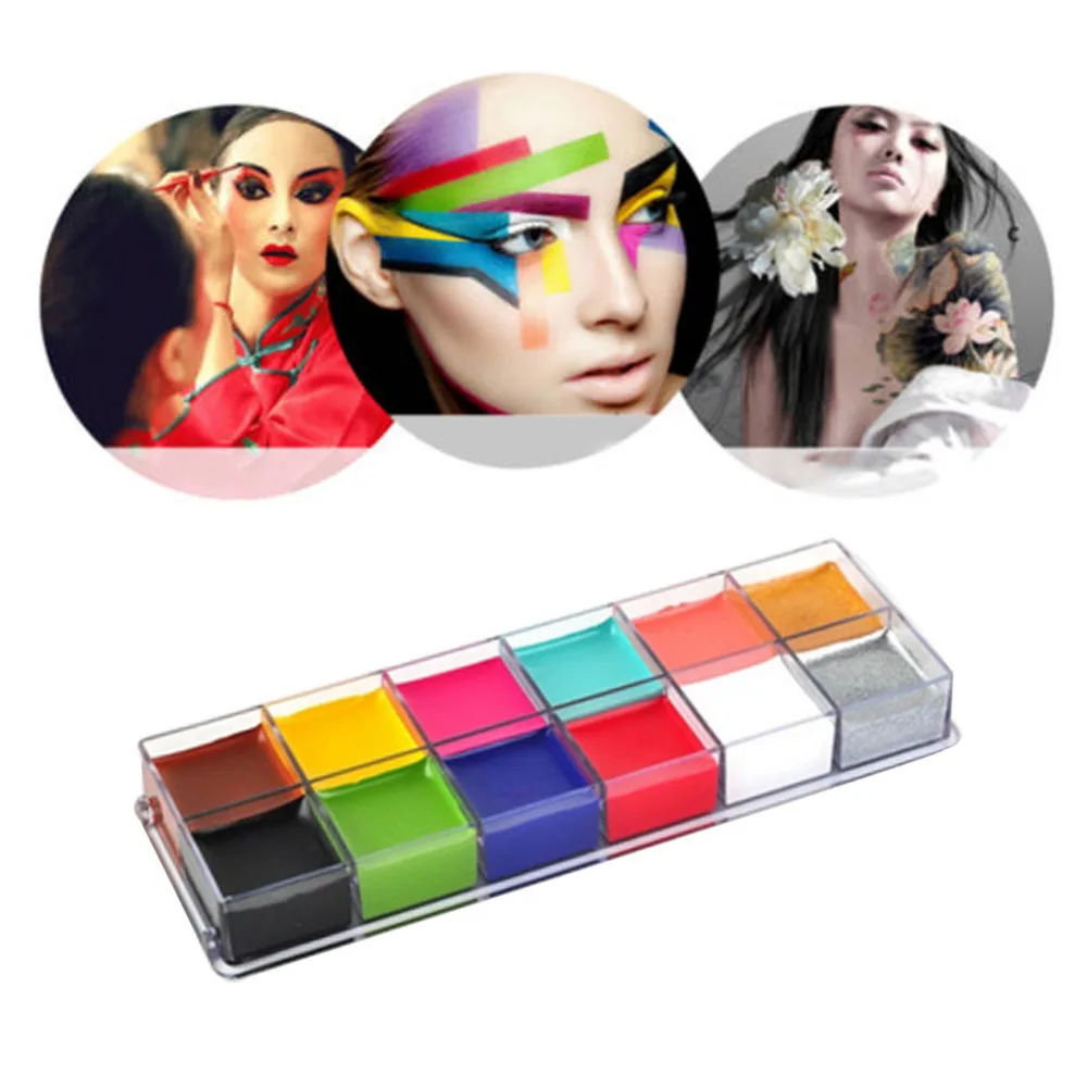 

IMAGIC 12 Colors Flash Tattoo Face Body Paint Palette Oil Painting Art Halloween Festival Party Fancy Dress Beauty Makeup Tools